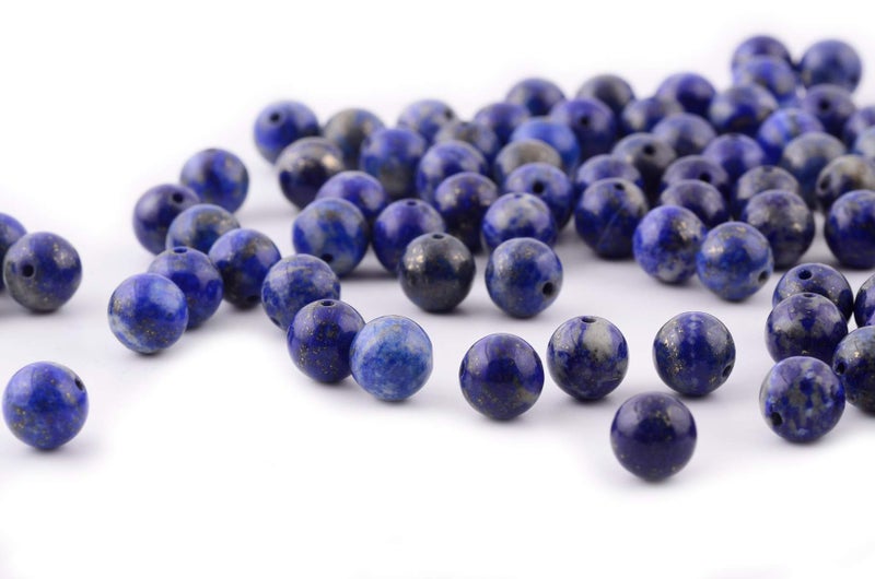 Cmidy Natural Stone Beads 100pcs 8mm Lapis Lazuli Round Genuine Real Stone Beading Loose Gemstone Hole Size 1mm DIY Charm Smooth Beads for Bracelet Necklace Earrings Jewelry Making (Lapis Lazuli Blue, 8mm) - Image 2